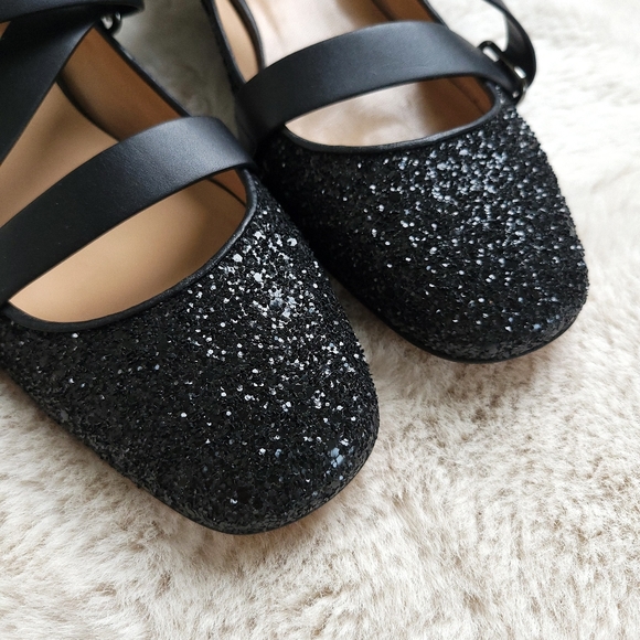 Valentino Garavani Rockstud Glitter Harness Strappy Leather Ballerina Fl… - Picture 3 of 12